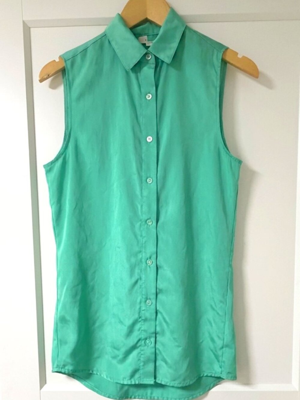 American Apparel Green Collar Shirt Satin